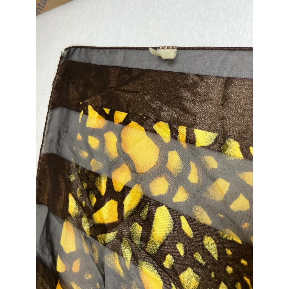 Unbranded Womens Square Scarf Tiger Animal Print 39x39 Brown Gold Sheer Wrap